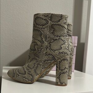 PrettyLittleThing Snakeskin Ankle Boots with heel